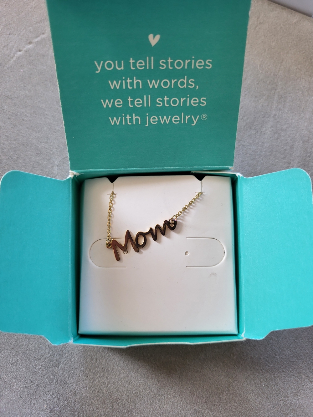 Gold Toned "Mom" Script Necklace From Origami Owl
